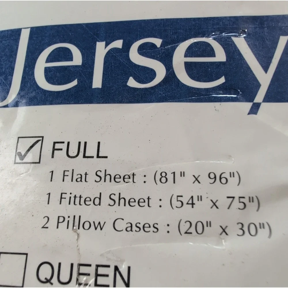 Brand New Jersey Cotton Knit Full Size Set Flat & Fitted Sheets 2 Pillow Cases